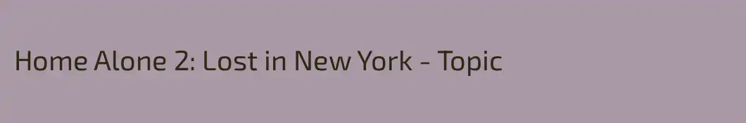 Home Alone 2: Lost in New York - Topic